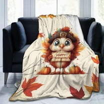 Thanksgiving Blanket Turkey Flannel Blanket Soft Cozy Throw Blankets for Bed Sofa Couch Office Travel All Season 50"X40"