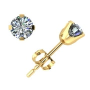 3/4Carat Round Diamond Solitaire Stud Earrings 14k Yellow Gold Prong Set K I2