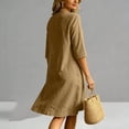 thumbnail image 4 of ZToonmas Women's 3/4 Sleeve V-Neck Shift Dress Casual Loose A-Line Midi Dress for Summer, 4 of 8