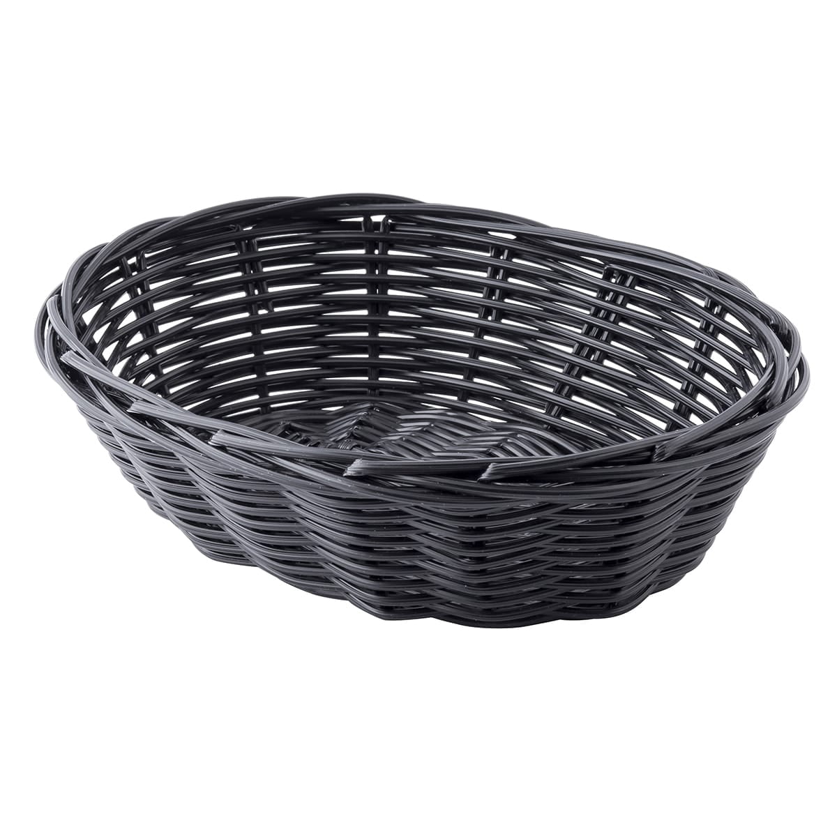 TableCraft 2471 Black 7 x 5" Oval Woven Plastic Basket - Dozen"