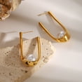 thumbnail image 3 of PISONIC Pearl Hoop Earrings for Women, U Shaped Huggies Earrings, Pearl Earrings Hypoallergenic U Earrings Jewelry, 3 of 6
