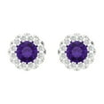 thumbnail image 3 of Clara Pucci 0.8808Ct Natural Amethyst Round Cut VVS1 Screw Back Stud 14k Solid hypoallergenic Gold Designer Earrings For February, 3 of 7
