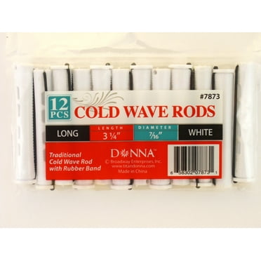 Donna Long Cold Wave Perm Rods, White, 12 Count