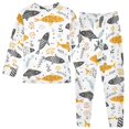 thumbnail image 2 of Dailycode Cotton Pajama Set Snug Fit Long Sleeve Top and Pants for 18M-8Y Hand Drawn Doodle Fish, 2 of 7