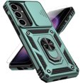 thumbnail image 1 of KOMI for Samsung Galaxy S25 Case with Slide Camera Cover HD Screen Protector [15ft Military Grade Drop Tested] Magnetic Ring Holder Kickstand Protective Phone Case for Galaxy S25 2025 (6.2 inch) Green, 1 of 5