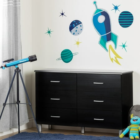 South Shore Cosmos 6 Drawer Double Dresser With Cosmic Wall Decals