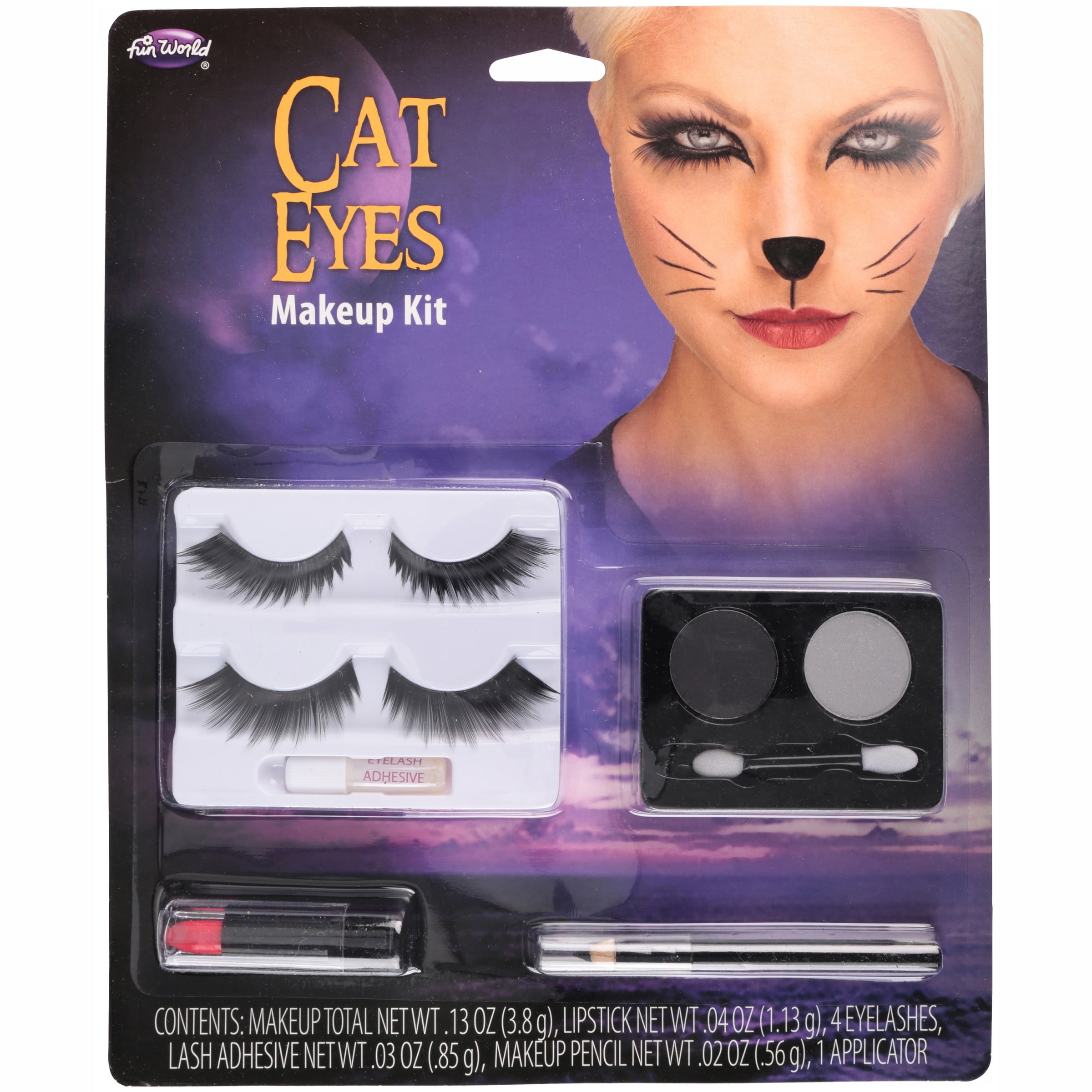 Halloween, Cosplay Cat Eyes Stage Makeup Kit - Eyelashes, Eyeshadow #8392