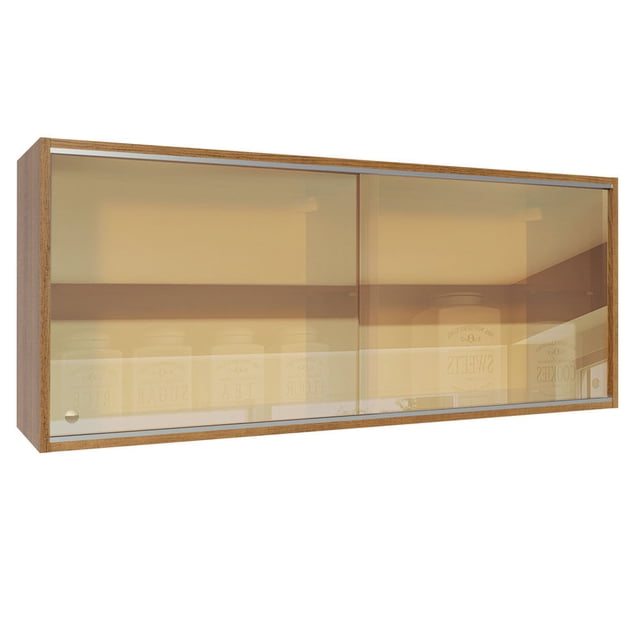 Alacena Madesa 2 Puertas Corredizas Vidrio Reflex Glamy, Lux, Agata y Reims Marrón