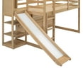thumbnail image 3 of Kumix Twin Size Loft bed with Slide, House Loft Bed with Light, Storage Shelves, Full Length Guardrail and Ladder for Teens, Wood Loft Bed Frame for Bedroom, Dorm, Noise-Free, Natural, 3 of 7