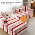 thumbnail image 2 of CJC Plush Velvet Sectional Couch Covers, 2pcs Stretch Sofa Covers with 2 Pillowcases for L Shape Corner Sofa Furniture Protector (Red, 3 Seat + 3 Seat), 2 of 13