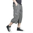 thumbnail image 2 of FEDTOSING Men's 3/4 Long Capri Shorts Casual Elastic Waist Cotton Relaxed Fit Cargo Shorts Black, 2 of 6