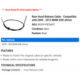 thumbnail image 2 of Rear Hood Release Cable - Compatible with 2009 - 2013 BMW 328i xDrive 2010 2011 2012, 2 of 2