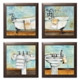 thumbnail image 2 of Gango Home Decor Vintage Bathtub & Sink Bathroom Prints on a Postcard Background; Four 12x12in Art Prints in Brown Frames, 2 of 7