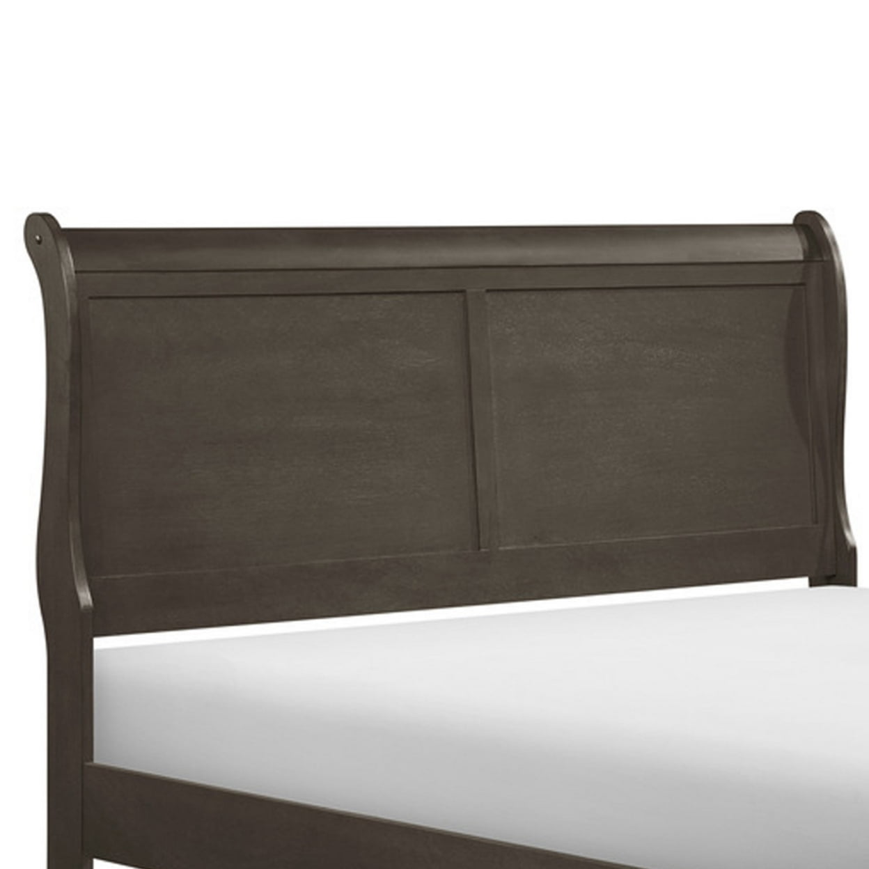 Gage Traditional California King Sleigh Bed, Wood Frame, Stained Gray- Saltoro Sherpi