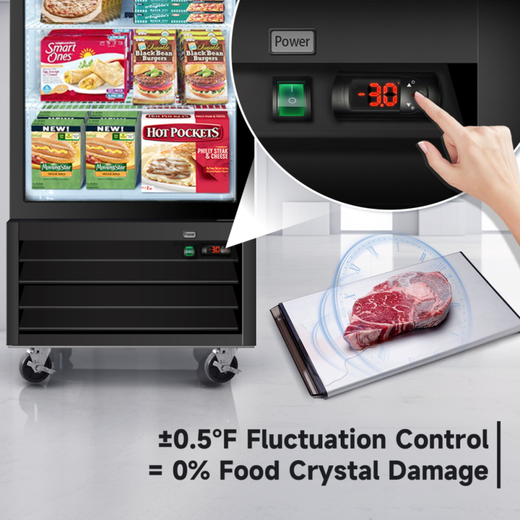 16 Cu.Ft Single Door Commercial Upright Display Freezer Merchandiser Glass Doors With ETL Certified, -8 to -1℉,Auto Defrost, Heated Door Frame, LED Lighting, for Cafes, Restaurants, Stores.