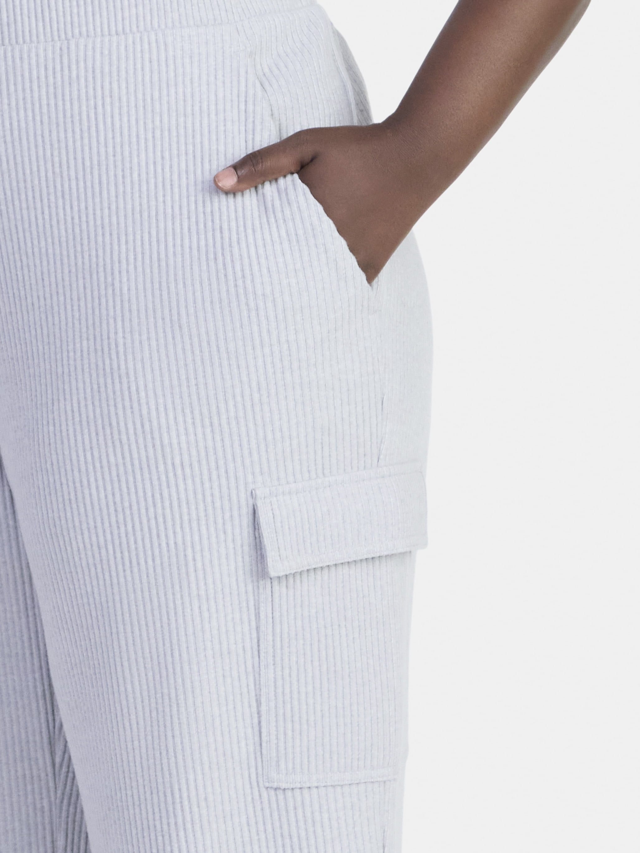 Avia Women’s and Women's Plus Corded Ribbed Seamed Wide-Leg Pants, Sizes XS-4X