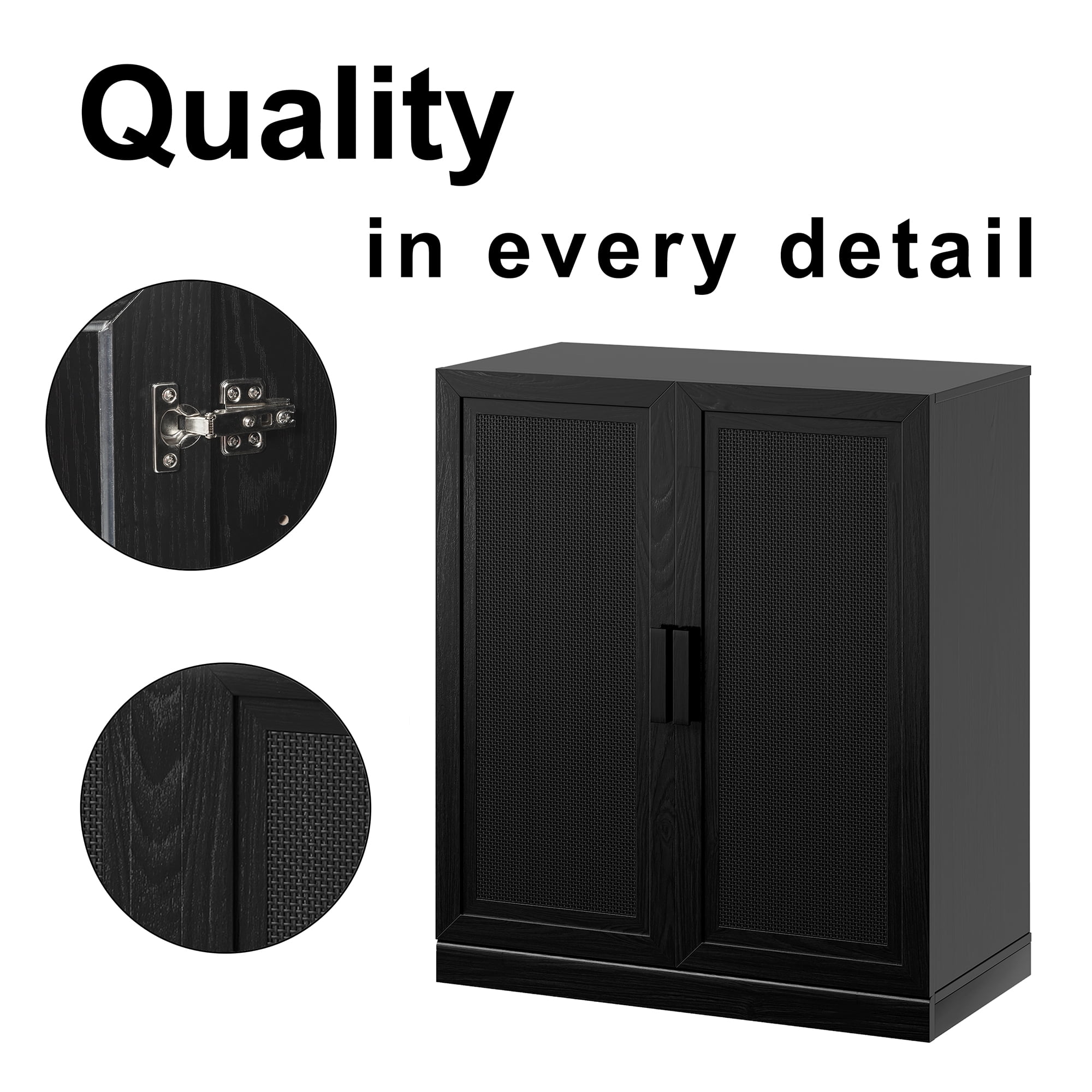 MAYEERTY Entryway Storage Cabinet Set of 4 Wood Accent Cabinet for Living Room,Black