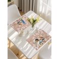 thumbnail image 5 of Birds Floral Placemats Set of 12, Farmhouse Pink Flower Leaf Wood Grain Brown Placemats for Dining Table, Place Mats for Kitchen Tabletop, Waterproof Wipeable Dining Table Mats Set, 5 of 9