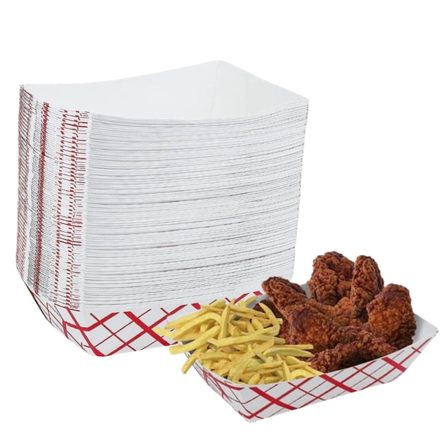 Food Trays Mr Miracle, papel cuadriculado rojo y blanco, 2,27 kg, paquete de 100