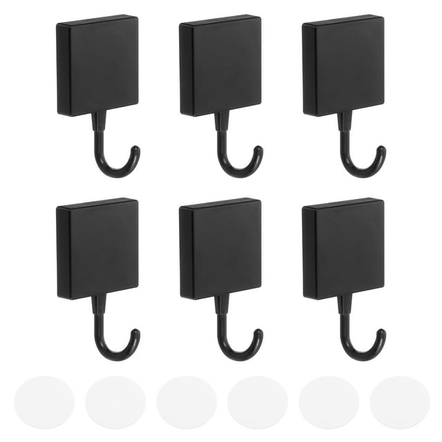 Ganchos adhesivos Uxcell, paquete de 6, ganchos adhesivos para pared, ganchos cuadrados para toallas, negro