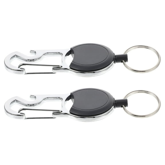 Retractable Keychain 2 Pcs Keys Holder for Outdoor Portable Keychains ID Badge Clips Alloy