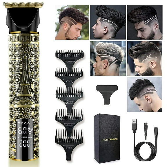AMERTEER Hair Clippers for Men Professional, Anyfun Zero Gapped T-Blade Hair Trimmer with 3 Speed Adjustment LED Display, Rechargeable Cordless Grooming Kit for Men Self Hair Cutting and Barber
