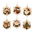 thumbnail image 2 of Clearance! 6Pcs Wooden Christmas Ornaments DIY Pearl Art Kits for Adults, Hanging Diamond Art Christmas Ornaments Set with Pearls, Special-Shaped Gems & Jute Twine, Christmas Decor Craft(A), 2 of 6