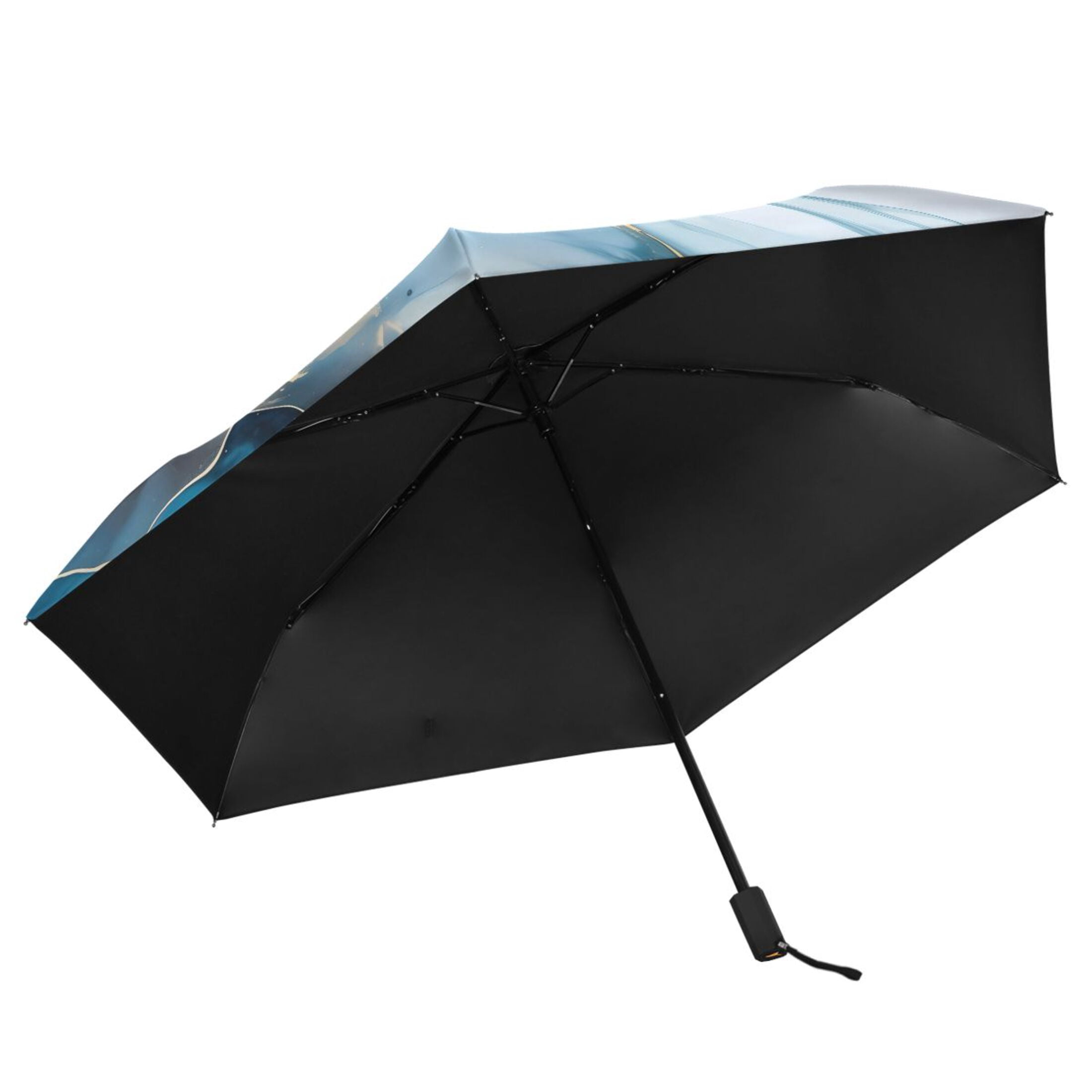 White Blue Marble Compact Sun Umbrella Windproof Travel Umbrellas for Rain Strong Portable UV Protection