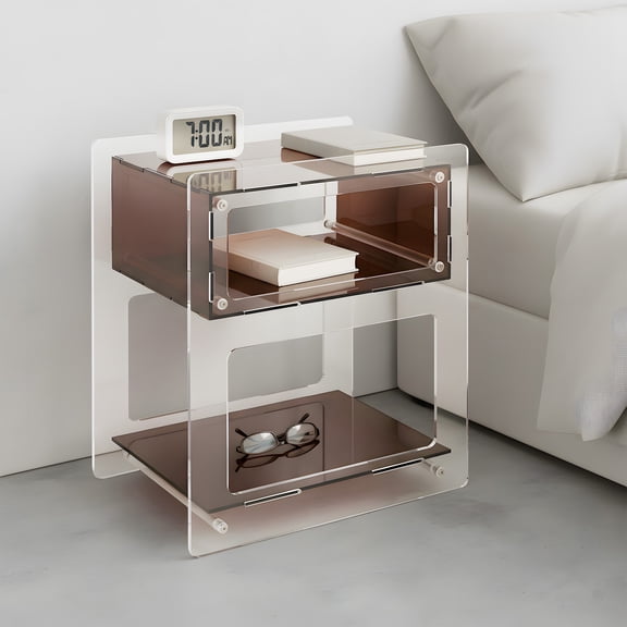 Dark Brown Acrylic Side Table End Table Modern Living Room Coffee Table