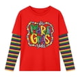 thumbnail image 6 of KKBOTIVE Kids Mardi Gras Outfit Casual Striped Long Sleeve Shirt Round Neck Tops for Boys Girls Daily Festive Tees Pullover, Red Size: 3-4 Years, 6 of 6