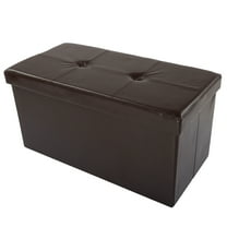 Lavish Home 30-inch Faux Leather Folding Storage Ottoman with Removable Bin (Brown)