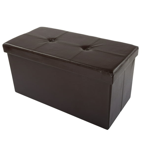 Lavish Home 30-inch Faux Leather Folding Storage Ottoman with Removable Bin (Brown)