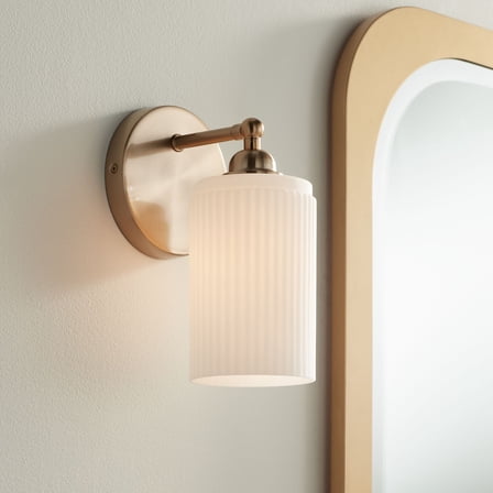 360 Lighting David 9 1/2" High Modern Wall Sconce Light Lamp Fixture Mount Bathroom Bedroom Hardwired Gold White Glass Shade