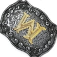 thumbnail image 2 of Western Cowboy Golden Initial Letter Buckle Letters A-Z Metal Belt Buckle Men's Accessory W, 2 of 8