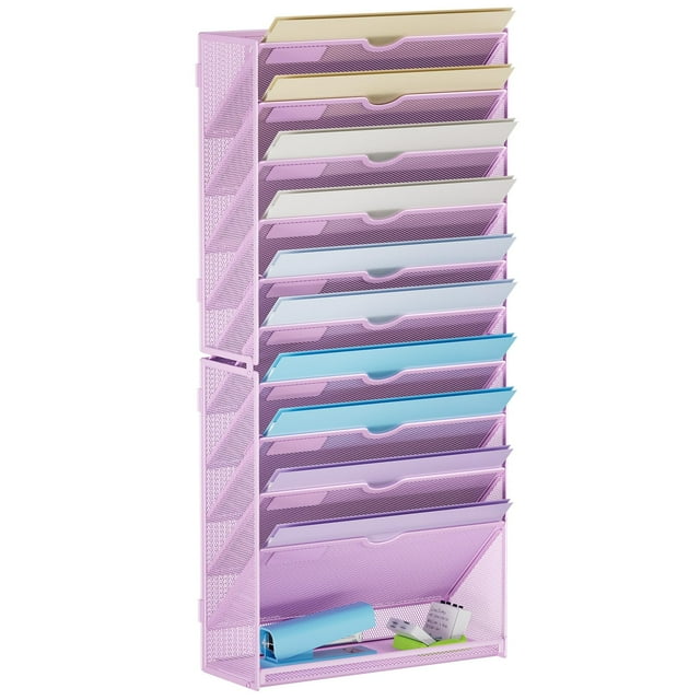 Archivador de pared Marbrasse de 11 niveles para colgar, color morado