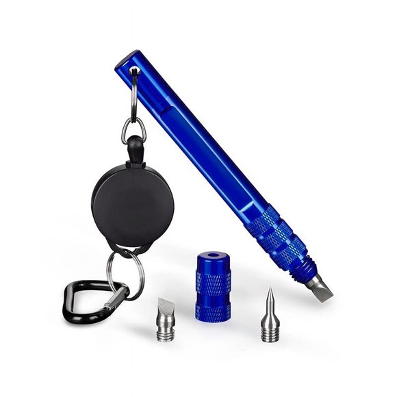 Xiao Hua 1 golf club groove grinder tool with 3 replaceable heads, aluminum alloy shaft groove cleaning tool, suitable for you and V-groove re grooving tool (blue)