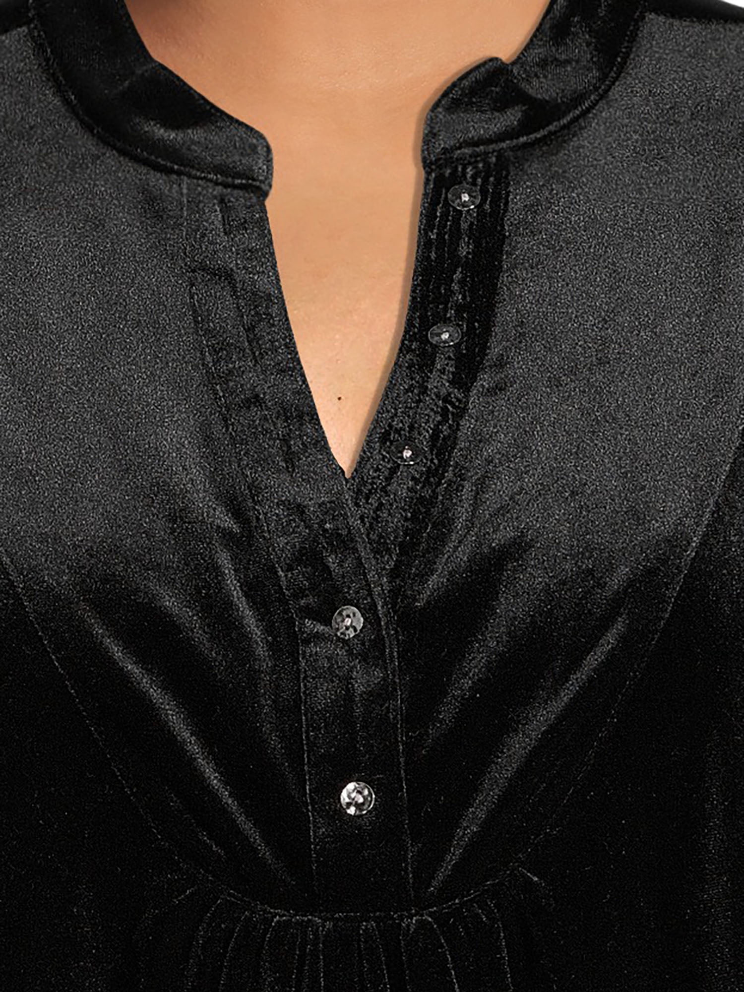 Terra & Sky Women's Plus Size Velour Henley Top