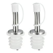 Stainless Steel Bottle Pourers, 2Pack 80mm/3.15" Olive Oil Spout with Rubber Dust Caps, for Most Liquor Bottles (White)