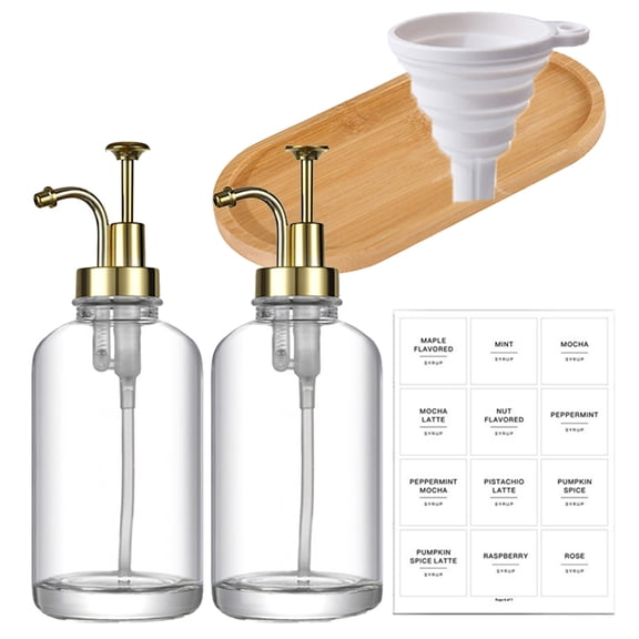 FRCOLOR 2 Pcs 500ml Glass Lotion Bottle Automatic Dispenser Liquid Hand Soap Funnel