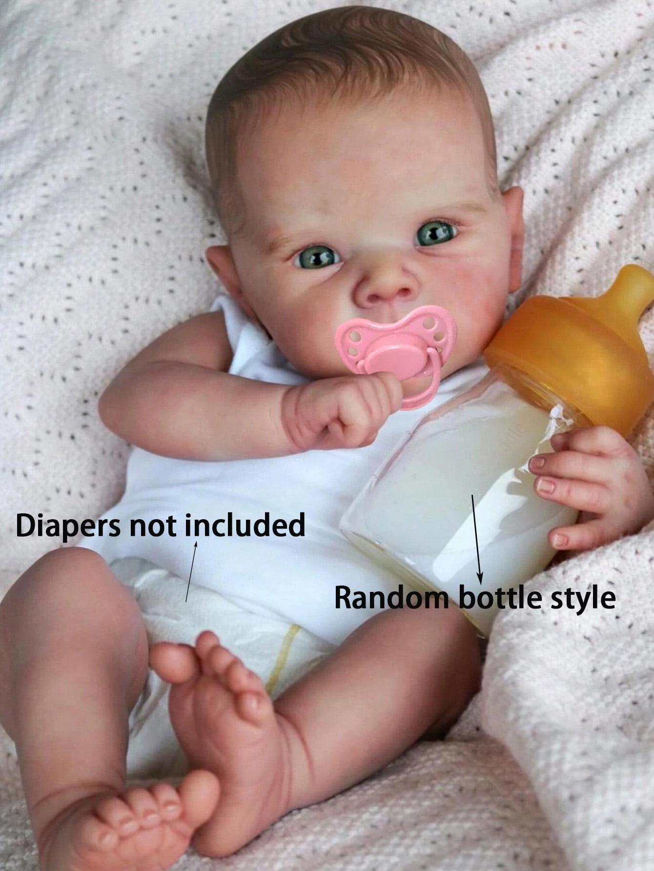 20 Inch Reborn Baby Doll Girl Full Body Vinyl Lifelike Realistic Doll Hand Painted Hair Soft Touch Waterproof Bath Doll Gift for Kids Age 3+