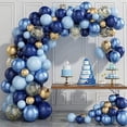 thumbnail image 1 of Arco de globos para cumpleaños con globos azules - Kit de arco de globos azul marino n.° 133, globo dorado y globo de confeti, arco de globos para cumpleaños, baby shower, bodas, 1 of 5