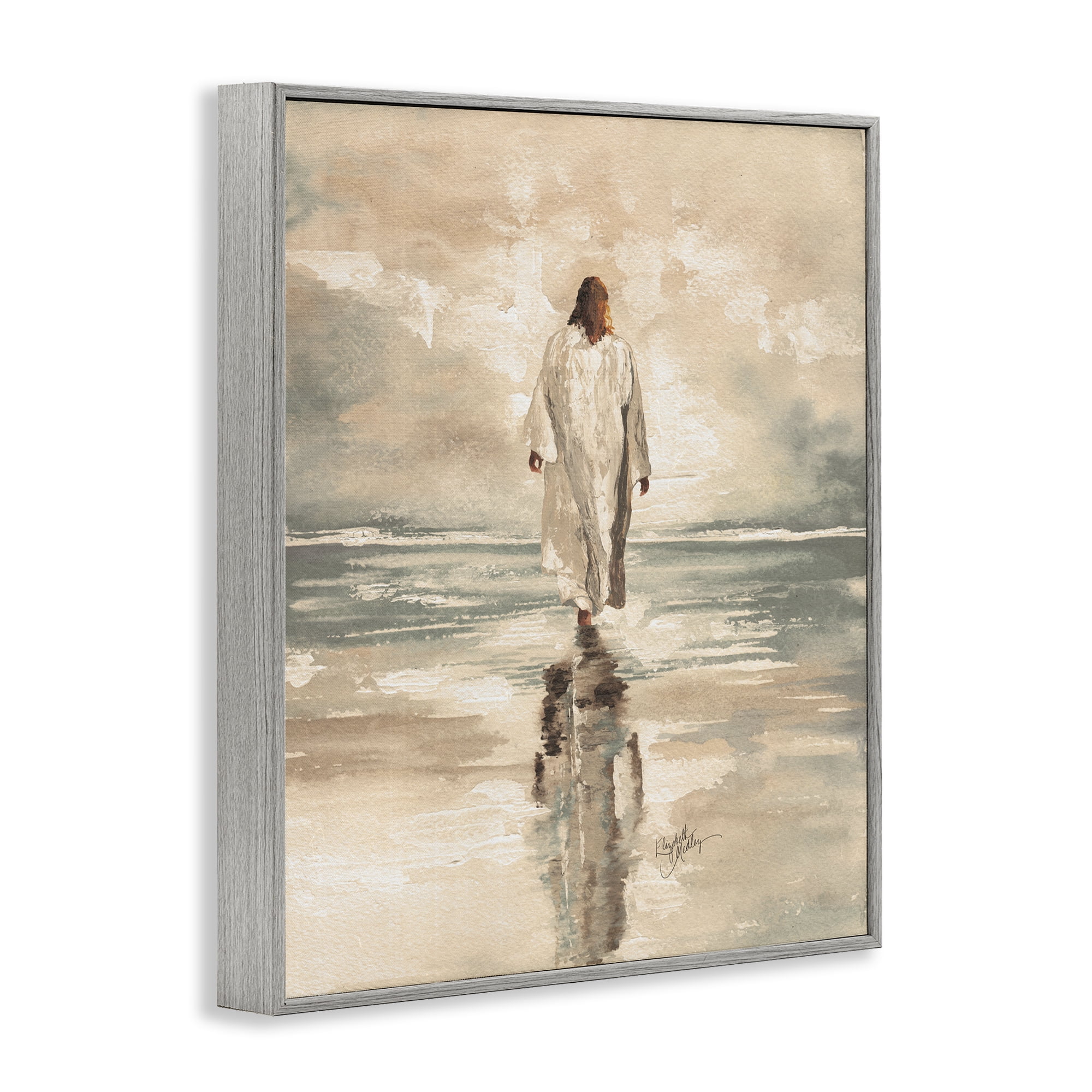 Stupell Industries Jesus Calms The Sea Gray Framed Giclee Art, design by Elizabeth Medley