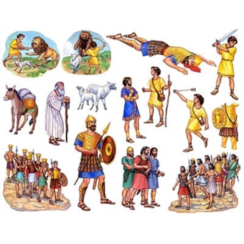 David and Goliath Toggle Size Bible Felt Figures For Flannel Board