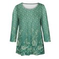 thumbnail image 4 of Puntoco Mujer Casual Estampado Suelto Tres Cuartos Manga Cuello Redondo tops Puntoco Puntoco-3935, 4 of 5