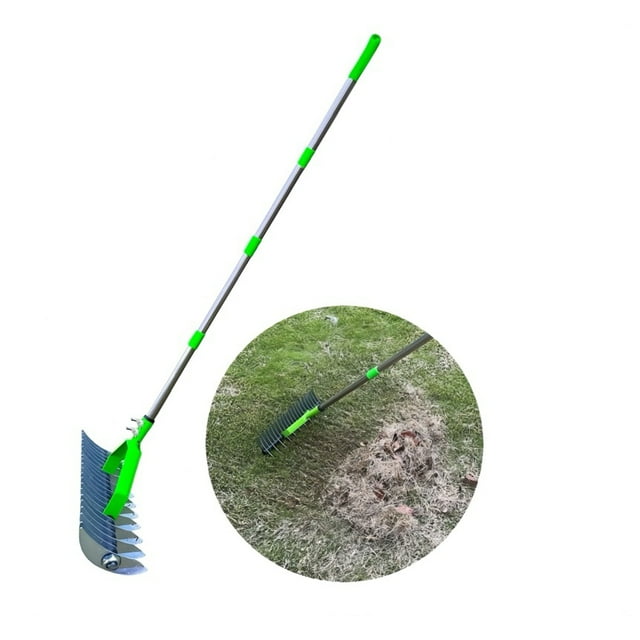 BeesClover Thatch Rake, 12.8-Inch Wide Lawn Thatching Rake, Alloy Steel Efficient Lawn Grass Rake For Cleaning Dead Grass, Soil Rake For Backyard Garden