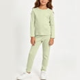 thumbnail image 2 of Agkizg Toddler Girls Clothing Set Solid 2 Piece Outfit Long Sleeve Tee Straight Leg Pants Casual Set, 2 of 6
