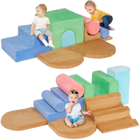 Naipo 8-Piece Climbing Blocks Colourful 3D Foam Toddlers Toys 8 in 1 Indoor Playset Climbing Toys for Toddlers Kids Playground Indoor
