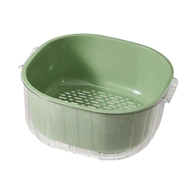 Cesta de lavado Colador Cuenco Colador Cuenco de drenaje de limpieza apilable Desmontable medio verde
