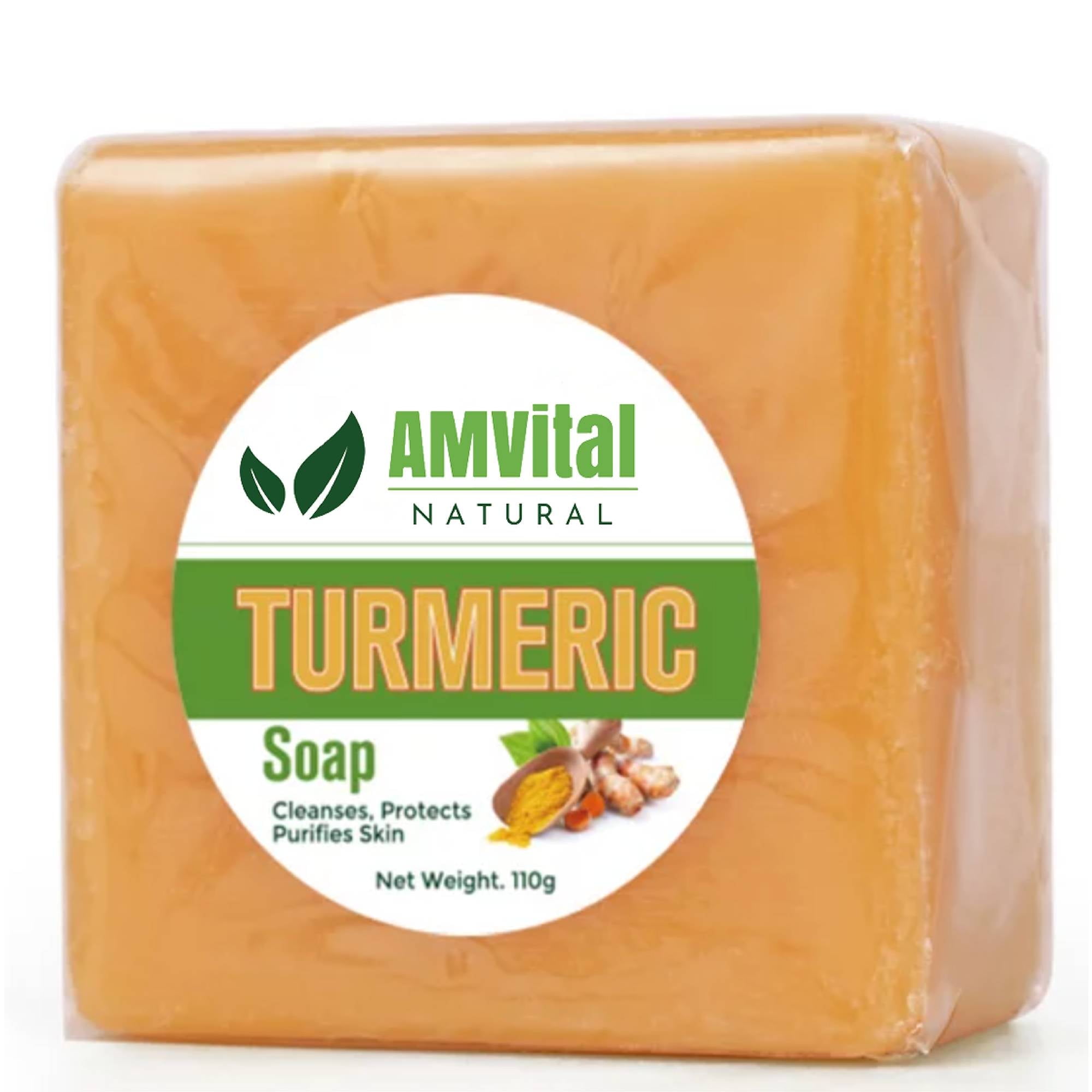 AMVital Turmeric Soap Bar, Organic Handmade Soap for Face & Body, Made with Natural and Organic Ingredients, Gentle Soap, For All Skin Types (Pack of 1)