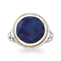 Ross-Simons 15.00 Carat Sapphire Bali-Style Ring in Sterling Silver and 18kt Yellow Gold, Women's, Adult